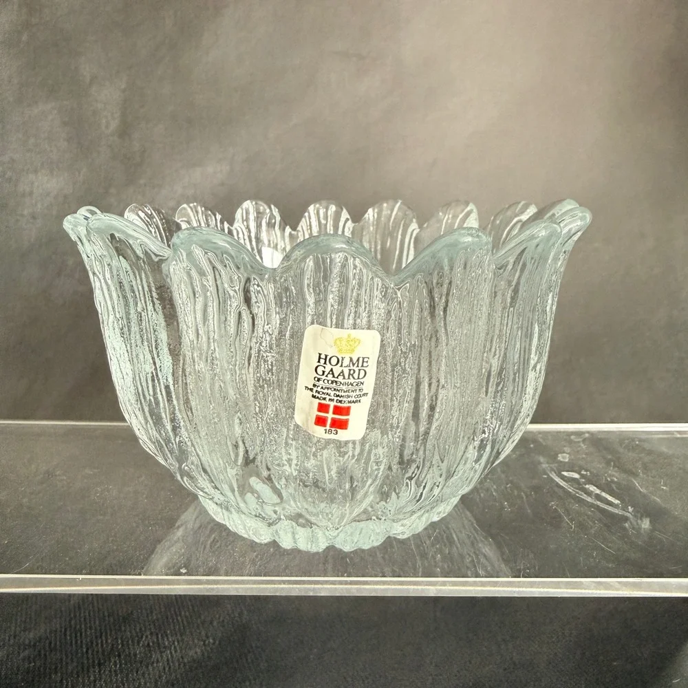 Holmegaard Copenhagen Crystal‎ Textured Glass Votive Candle Holder Denmark